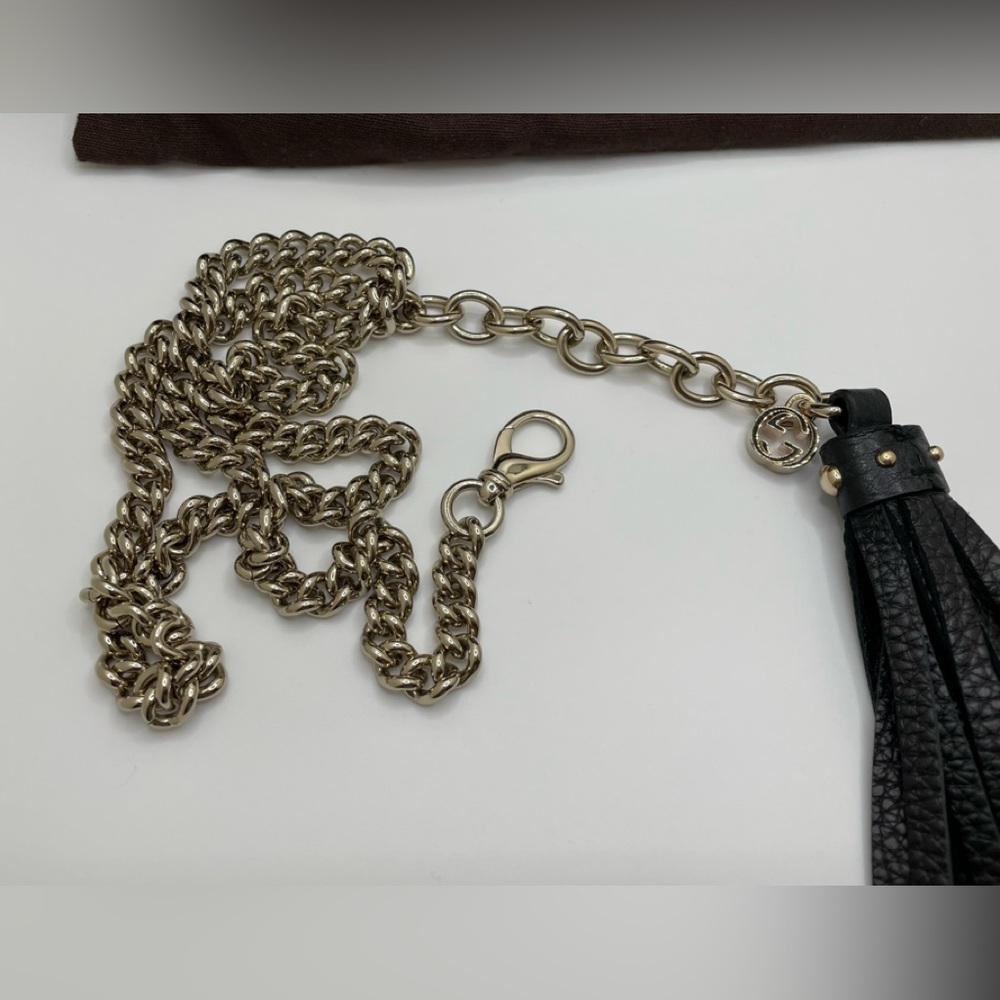NEW!  Gucci Women's Chain Tassel Gold / Black Leather Belt/Necklace - 75 - Picture 7 of 9
